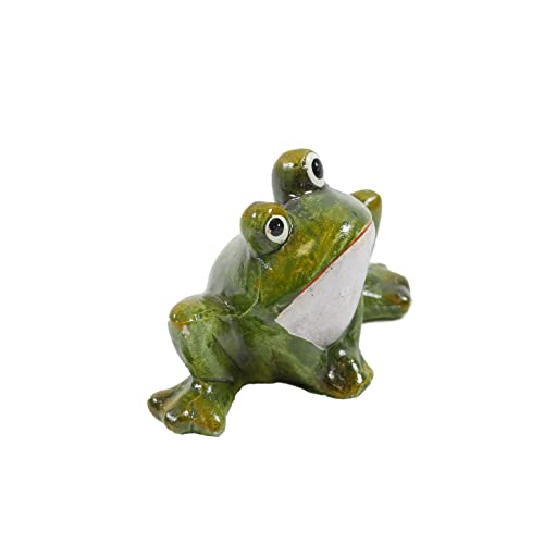 B & S Dekofigur Gartenfigur Frosch grün sitzend Keramik H 10.8 cm