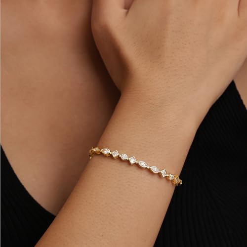 FANCIME Lumina Trio Tennis Bracelets 925 Sterling Silver 3mm Geometric Bracelet Charm Fine Jewelry Birthday Gifts for Women 7"3