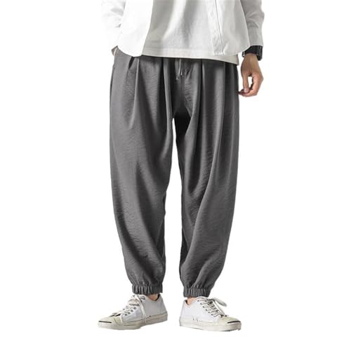 Summer Plus Size Chinese Style Cotton-Linen Ice Silk Harem Pants - Japanese Style Wide-Legged Trousers