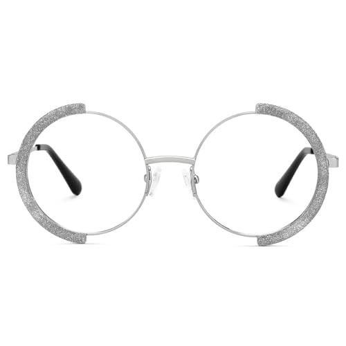 Image of Zeelool Vintage Metal Round Eyeglasses Frame for Women with Non-prescription Clear Lens ZJGM351423