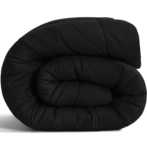 NTBAY Twin Comforter - Down Alternative Comforter Duvet Insert, All Season Bedding Quilted Duvet Insert with Corner Tabs, Machine Washable, Black