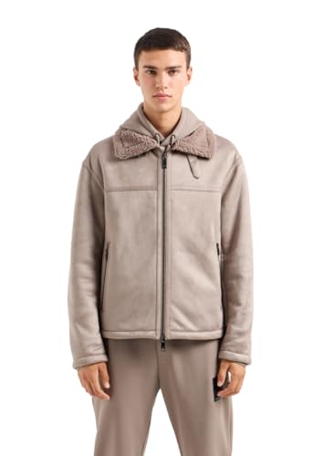 Ecopelle Armani Exchange Limited Edition a Line Faux Sherpa Hooded Jacket Cappotto, Legno, M Uomo