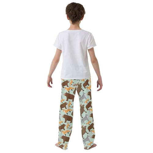 Moose Fox Bear Boys Long Pants Soft Trousers Elastic Waist Kids Lounge Bottoms with Pockets S-XL3