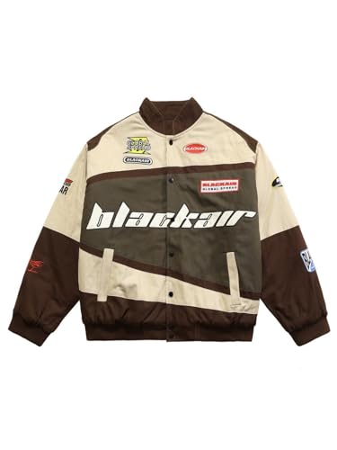 Patchwork Baseball Jackets Varsity Casual Blackair Unisex Streetwear Coats Outwear Nascar Jackets