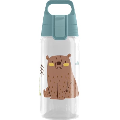 Sigg - Trinkflasche Kinder - Viva One Brown Bear - Für Kohlensäurehaltige Getränke Geeignet - Auslaufsicher - Spülmaschinenfest - BPA-frei - Sport & Schule - Transparent - 0 5L
