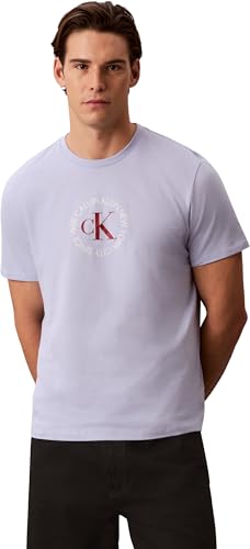 Calvin Klein SS 30S Whsl CK Word Circle Graph Lv14Re816G Camisetas gráficas, Purple (Casual Blue), L para Hombre
