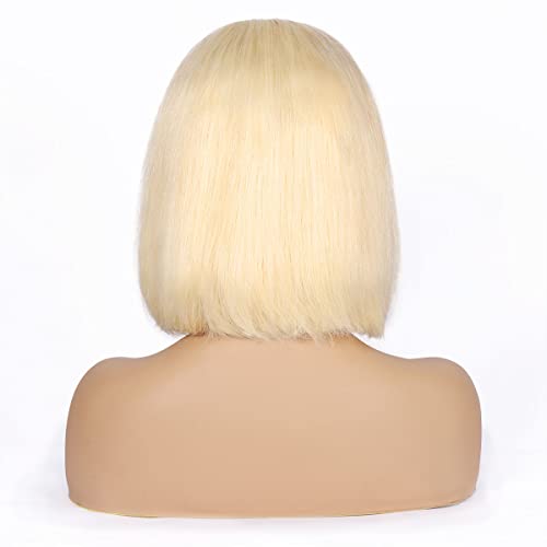 Blonde Bob Wig Human Hair 13X4 Lace Front Wigs Pre Plucked Bleached Knots 150% Density 613 Lace Front Wig Human Hair Straight Short Bob Wigs Human Hair Lace Frontal Wigs For Black Women 10Inch #TOP6