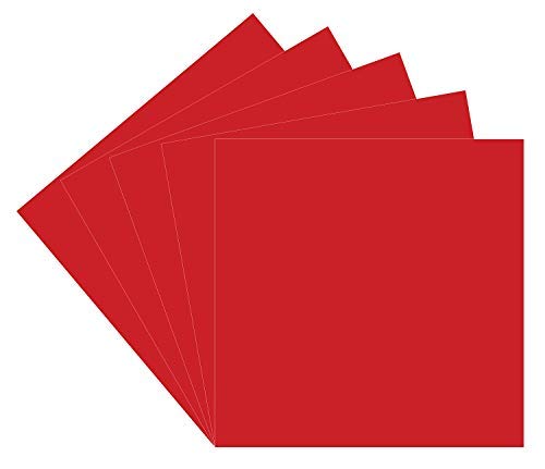 Gloss Red Oracal 651 Vinyl Sheets, 5 Pack 12x12 Red Permanent Adhesive Backed Vinyl Sheets, for Indoor/Outdoor Marking, Lettering, Decorating, Signs, Decals, Window Graphics for Cricut, Silhouette.