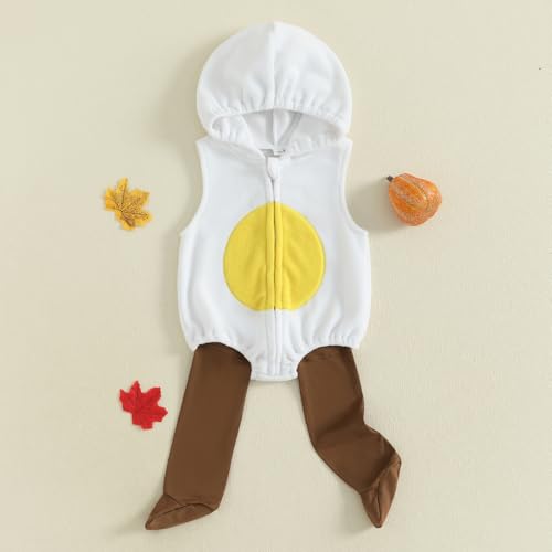 Baby Halloween Outfit Cute Sleeveless Fleece Cartoon Hooded Romper and Long Socks Set Newborn Outfit3