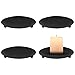 Candelabro de Placa para Velas 4 Piezas Retro Plato para Velas Decorativas, Negro Soporte de Vela de Pedestal Portavelas de Hierro para Hogar Boda Fiestas Cena de Cumpleaños Navideña(10*10*1cm)