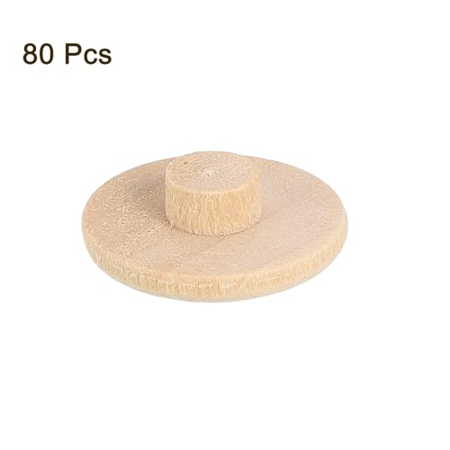 Image of uxcell 80Pcs Lotus Wood Round Wooden Screw Cover Plugs, 7mm /0.28 inch Hardwood Screw Hole Plugs, 20mm x 7mm