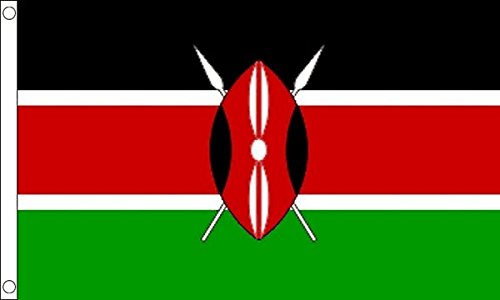 Flagtex Kenya Flag 5ft x 3ft National Flag Black Red Green White with Maasai Shield Spears Premium Quality Polyester Double Stitched Brass Grommets 150cm x 90cm Indoor Outdoor African Banner