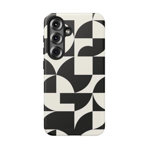 Coque Samsung S25 rigide mate motif abstrait noir et blanc géométrique