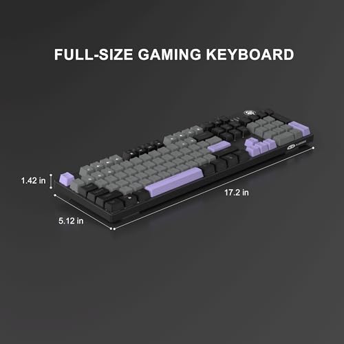 Image of MageGee MK-Storm Mechanical Gaming Keyboard, 104 Keys Wired Light Up Keyboard with Linear Red Switch, Ice Blue Backlit, Double-Shot Keycaps, N-Key Rollover for Laptop, Desktop, PC (Twilight Purple)