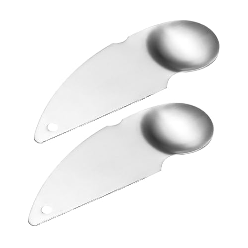 Amosfun 2pièces Cuillères à Kiwi Acier Inoxydable pour Éplucher Coupe-Kiwi avec Double Face Outil De Cuisine Pratique