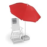 Relaxdays Parasol, Ø 180 cm, hauteur réglable, inclinable, rond, polyester, acier, jardin, balcon, plage, rouge 10020901_47