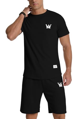 MLANM Mens Short Sets 2 Piece Outfits Casual Summer Tracksuits Fashion Short Sleeve T Shirt and Shorts3