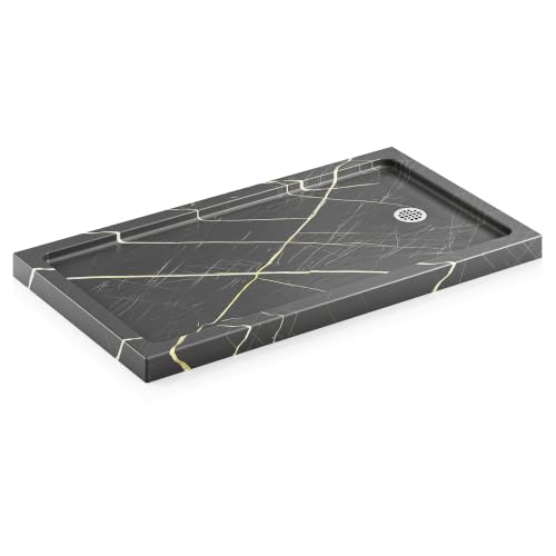 Image of KPUY 54'' X 34'' Shower Base Pan with Reversible Install, Blackish-gray
