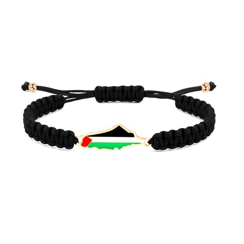 Zircobic Pulsera con Colgante Mapa Palestina Negra – Diseño de Cordón...