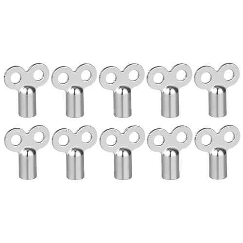 Lumi Zenva Clé à 4 Pans de Purgeur pour Radiateur - Lot de 10 Pièces, Clé en Argent pour Purger les Radiateurs, Outil de Maintenance de Chauffage