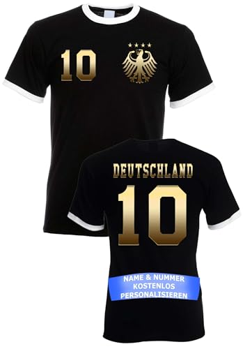T-Shirt Homme Maillot de Football Allemagne avec Nom et Numéro Personnalisés - Or-Noir S