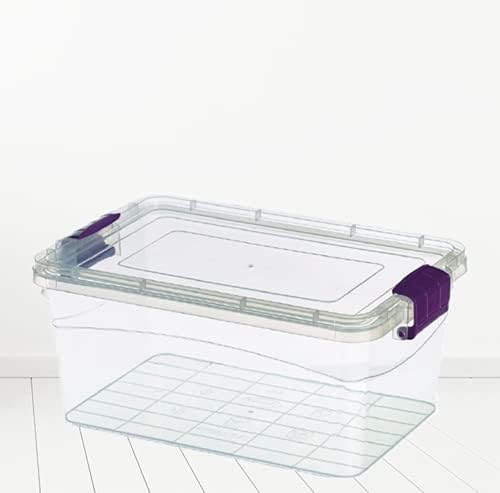 Plastic Storage Box Boxes Lid Food Container Home Office Box Lockable Stackable (30l)