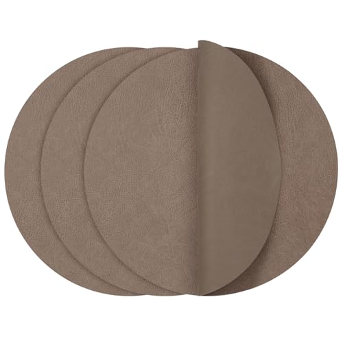 Round Placemats Dual Sided 13in Faux Leather Non-Slip Wipeable Table Mats