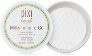 Milky Tonic to-Go, Calming & Hydrating Pads Containing Jojoba Milk, Infused with Oat Extract to Soothe, Alcohol-Free Daily Nourishing Toner On The Go, 60 Pads