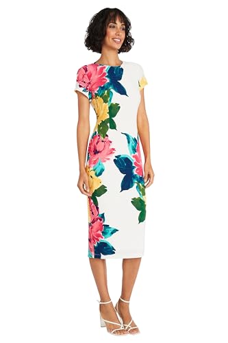 Maggy London Women's Placement Print Matte Jersey Midi Sheath Career Office Workwear Event Occasion Guest of2