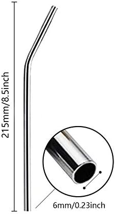 Miniatura 6 de Pajitas de metal con cepillo de limpieza para beber de acero inoxidable reutilizable (4 rectas+4 dobladas+2 cepillo)