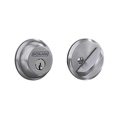 Image of Schlage Single Cylinder Front Door Deadbolt, Satin Chrome