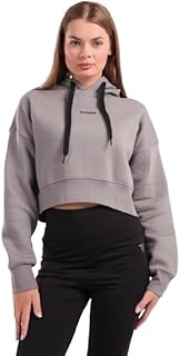 Fit Freak womens Boxy cropped basic hoodie in Greige Sweatshirt (pack of 1)