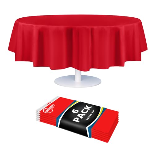 Plastic Table Cloth Disposable 6 Pack 84 Inches Round Table Cloths
