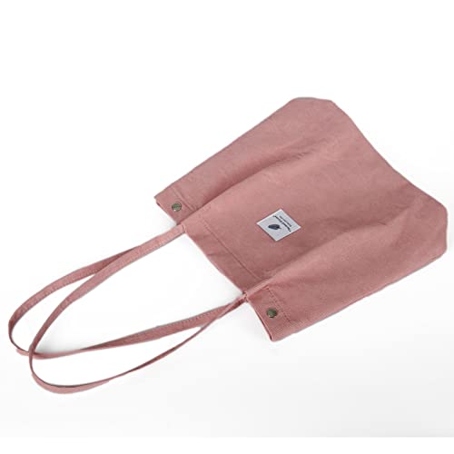 Image of Corduroy Tote Bag Cute Tote Bags for Women Shoulder Bag with Inner Pocket for Work Beach Travel and Shopping Grocery