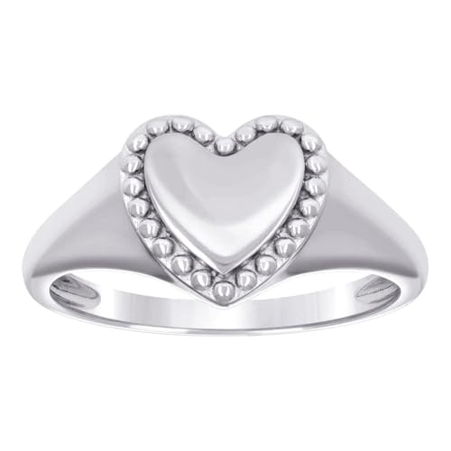Bague en argent sterling 925 pour femme : large anneau cœur délicatement poli