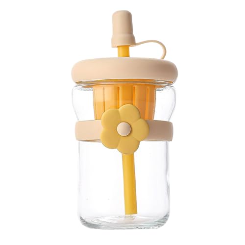 Botellas de vidrio con, botellas de de vidrio de 500 ml con, a prueba de fugas, reutilizable, con popote de silicona, para bebidas, viajes, camping, gimnasio, escuela, oficina