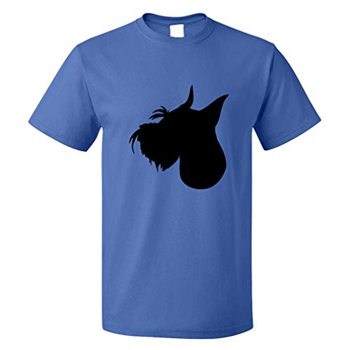 Custom Funny Graphic T Shirts for Men Standard Schnauzer Silhouette Cotton Top Royal Blue Design Only Medium