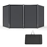 HECASA DJ Facade Booth Portable Event Cover Screen, Black Steel Frame, 4 Foldable Detachable Panels Light Projector Display Scrim Panel Black w/Carry Bag