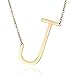 RINHOO Stainless Steel Gold Initial Alphabet 26 Letters Script Name Pendant Chain Necklace from A-Z(J)