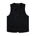 Gilet da uomo Multi-Pocket Solid Viaggio Pesca Senza Maniche Giacca Cotone Tactical Nero XXL
