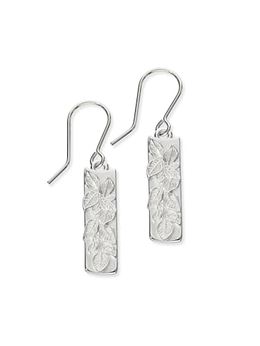 Boucles d'oreilles pendantes argent Ortak cadeau idéal texture feuille