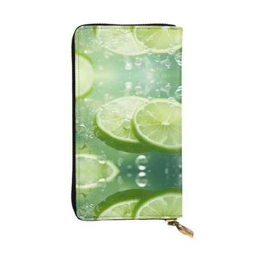 Portefeuille cuir long citron vert 19 cm : fini le désordre dans le sac