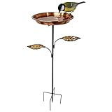 Vogeltränke Stehend, 30cm Vogeltränke Winterfest, Metall Vintage Freistehendes Vogelbad, Vogelbecken Frostfest, Groß Wassertränke, Gartendeko Futter Wasserschale für Frostsicher Draußen Garten (A)