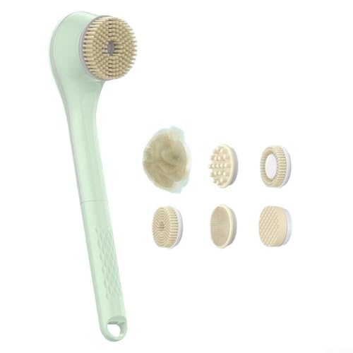 Cepillo de baño eléctrico, con tres niveles ajustables, mango largo y cabezal de cepillo desmontable, para fregar en húmedo y seco (cepillo - verde)