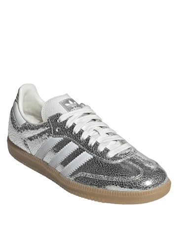 Adidas Samba OG Womens Sneaker (Silver Metallic Cracked Leather, 8)