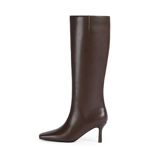 Knee High Boots Mid Heeled Sexy Boot Square Toe and Side Zipper Design Fashion Dress Tall Boots2