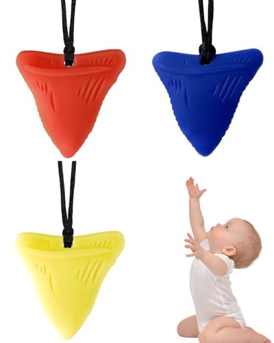 FEQDWOX Collar Mordedor de Silicona Sensorial para Niños, 3 Unidades sin BPA, ideal para Autismo, TDAH, Dentición, Concentración y Ansiedad