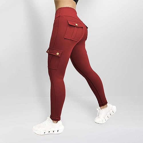Generic Calça cargo feminina 2024 cintura alta leggings levanta bumbum confortável calça de ioga cal
