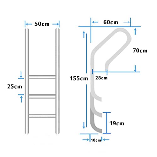 Escalera para piscina de acero inoxidable con 3 peldaños antideslizantes miniatura 7