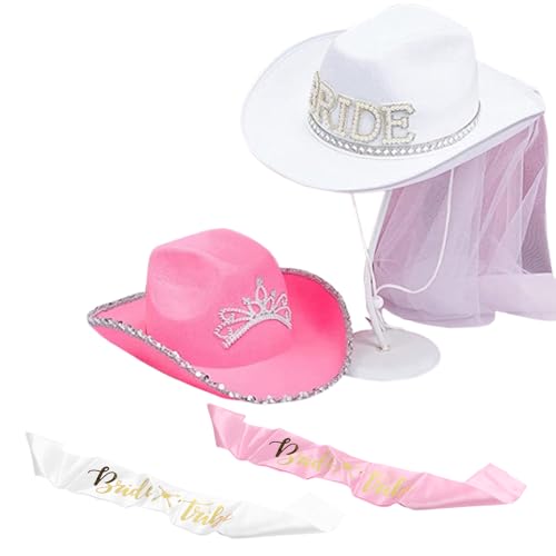 Chapeau de cowgirl avec voile pour un EVJF mémorable entre amies